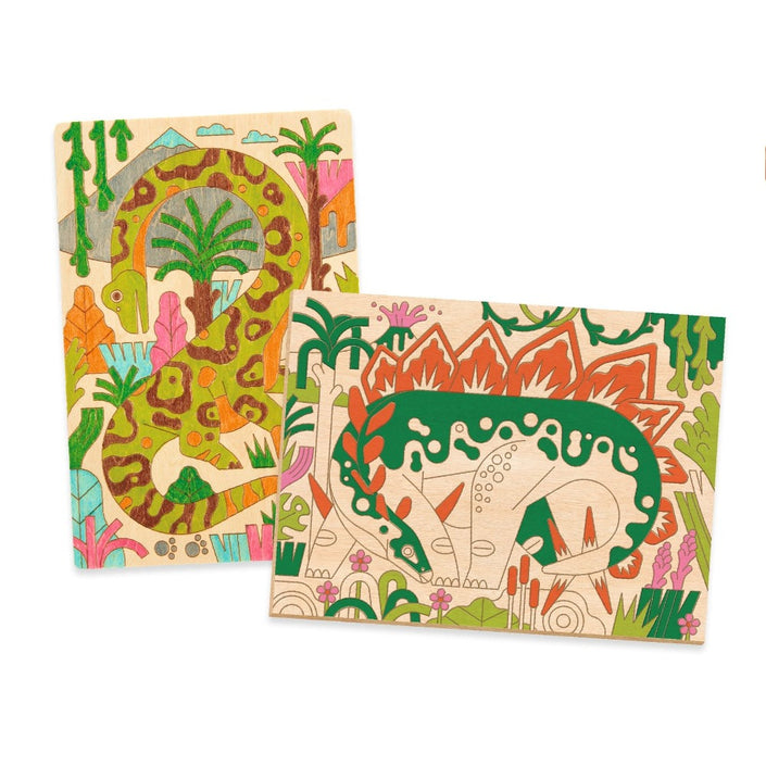 DJECO kleuren op hout Dino wereld 6 jr+