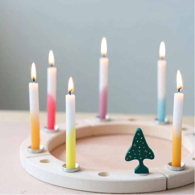 GRIMMS jaarring kaarsen regenboog 12 stks 4048565053006 b