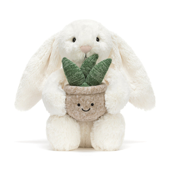 Jellycat knuffel bunny cream with Plant