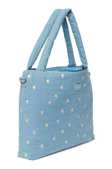 Studio Noos denim diaper bag light blue hearts