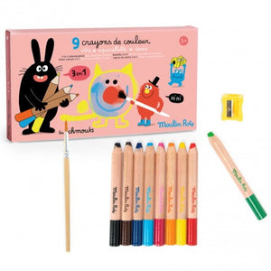 Moulin Roty kleurpotloden aquarel Les Schmouks 3 stks 3 jr+