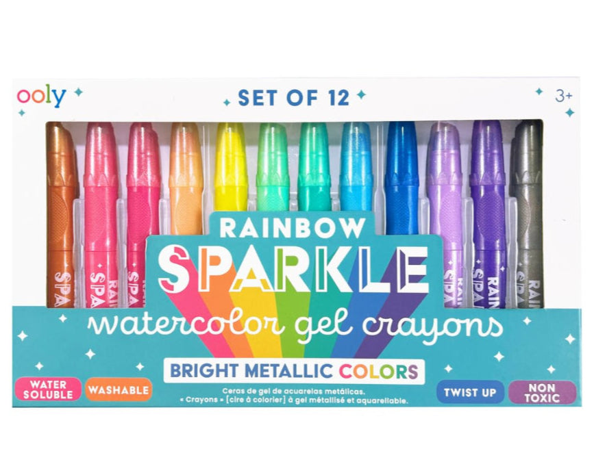 OOLY rainbow sparkle metallic watercolor gel crayons 12 stks 3 jr+