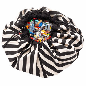 Play & Go opbergzak en speelkleed stripes zwart