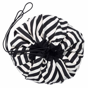 Play & Go opbergzak en speelkleed stripes zwart
