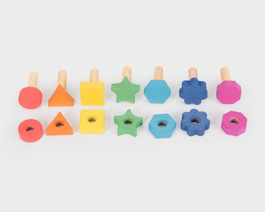 Tickit houten moeren en bouten regenboog 7 stks 12 mnd+33074001c