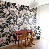 Dekornik behang sample Peonies navy blue