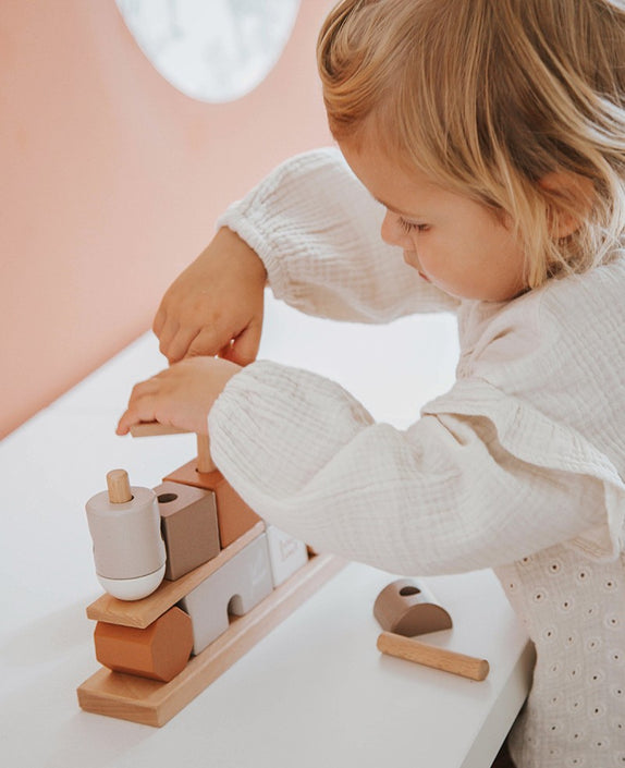 Label Label stapelblokken huisje nougat 18 mnd+