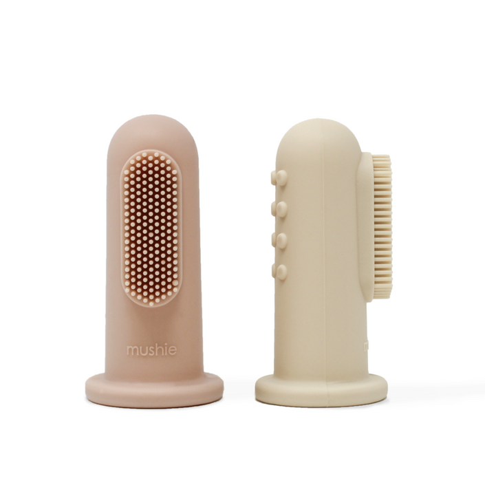 Mushie baby tandenborstel sand blush