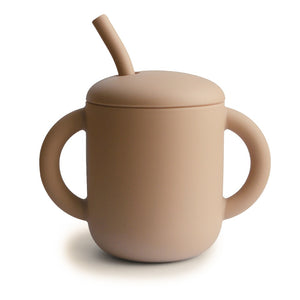 Mushie siliconen sippy cup met oren natural
