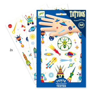 DJECO glow in the dark tattoo's Space Oddity