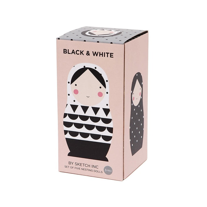 Petit Monkey nesting dolls zwart wit