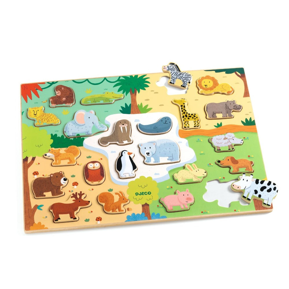 DJECO houten puzzel Animo 2 jr+ / 22 stks