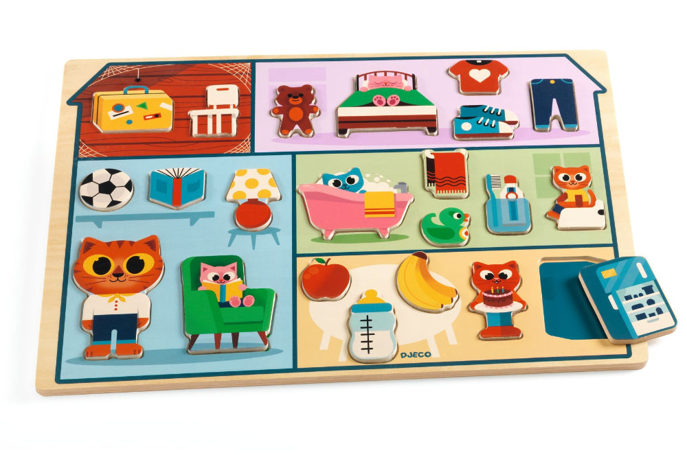 DJECO houten puzzelhuis 2 jr+ / 22 stks 3070900018341