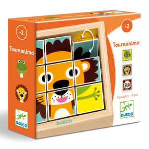 DJECO houten blokpuzzel Tournanimo 9 stks / 2 jr+