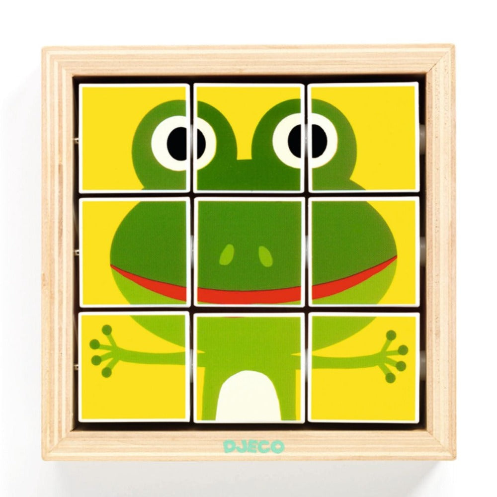 DJECO houten blokpuzzel Tournanimo 9 stks / 2 jr+