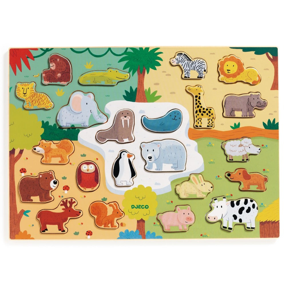 DJECO houten puzzel Animo 2 jr+ / 22 stks