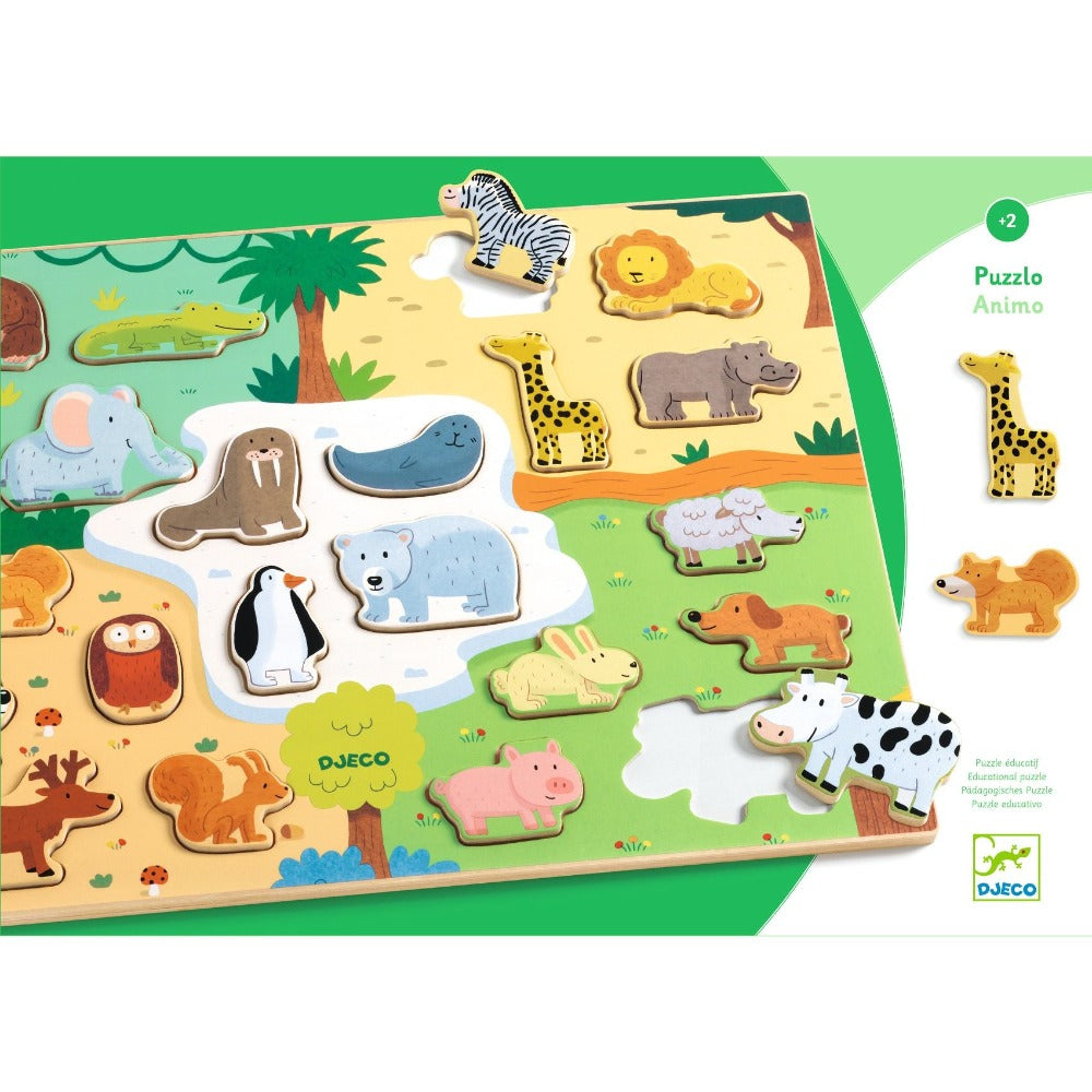 DJECO houten puzzel Animo 2 jr+ / 22 stks