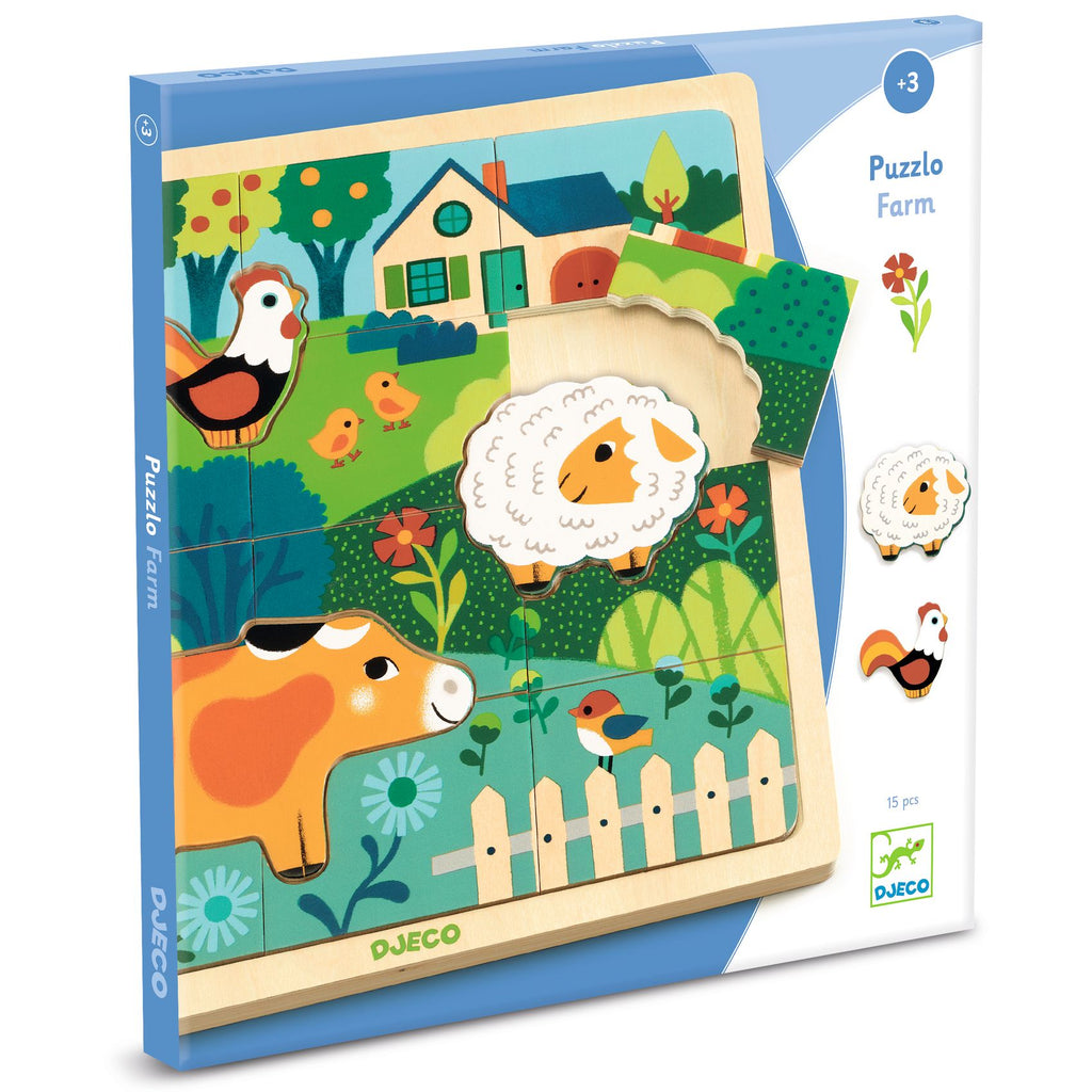 DJECO houten puzzel Farm 3 jr+ kopen