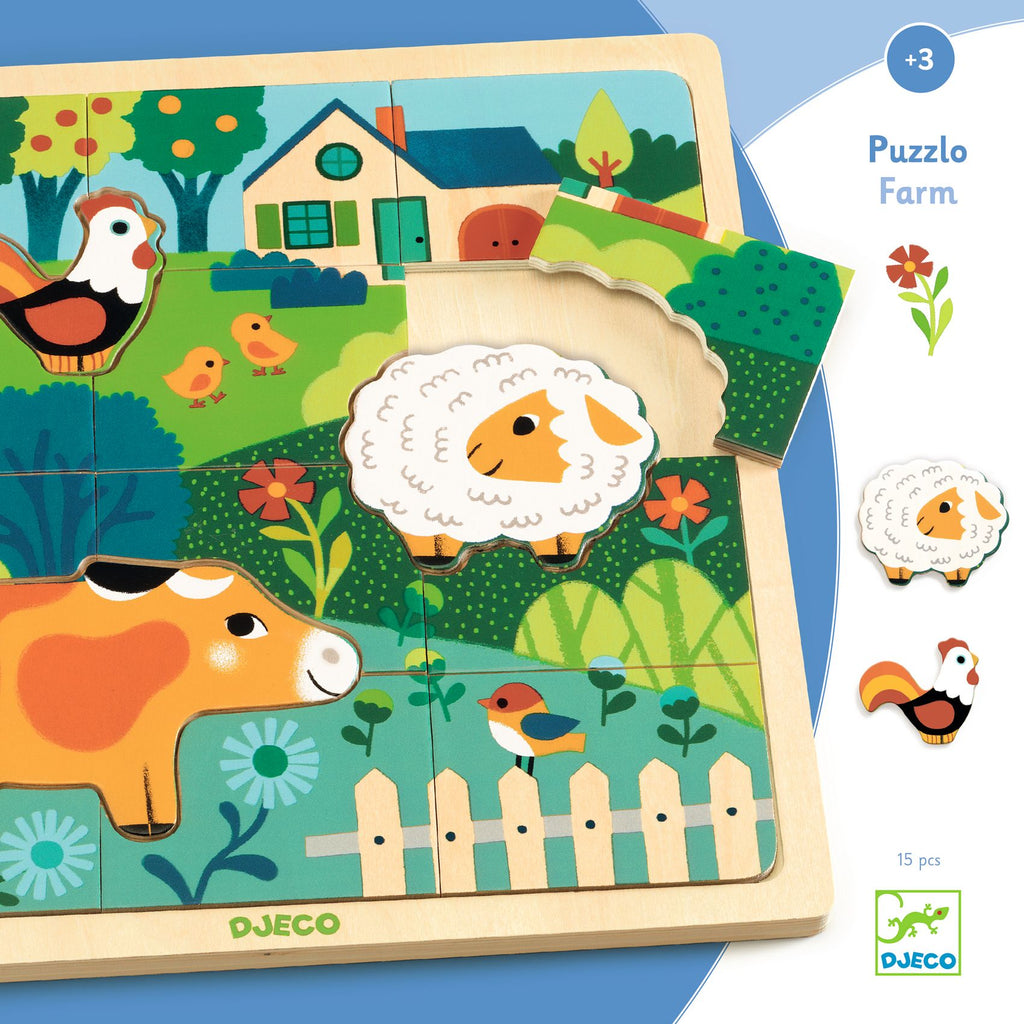 DJECO houten puzzel Farm 3 jr+ 3070900018259