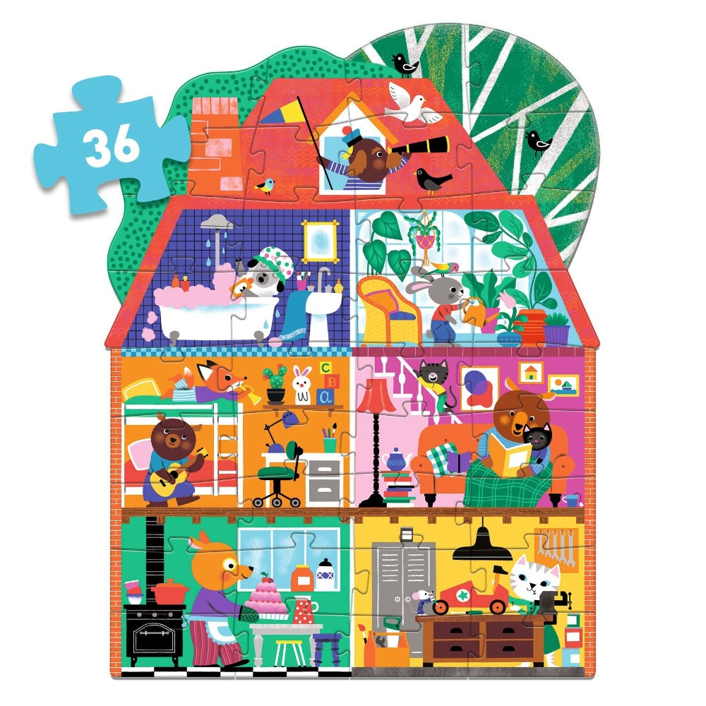 DJECO jumbo puzzel Huis van de vriendjes 3 jr+ / 36 stks DJ07169