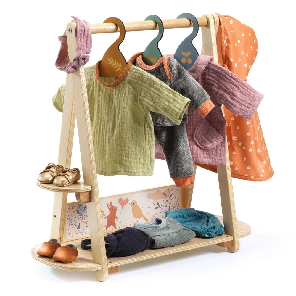 DJECO poppenkledingrek + hangers L 3 jr+