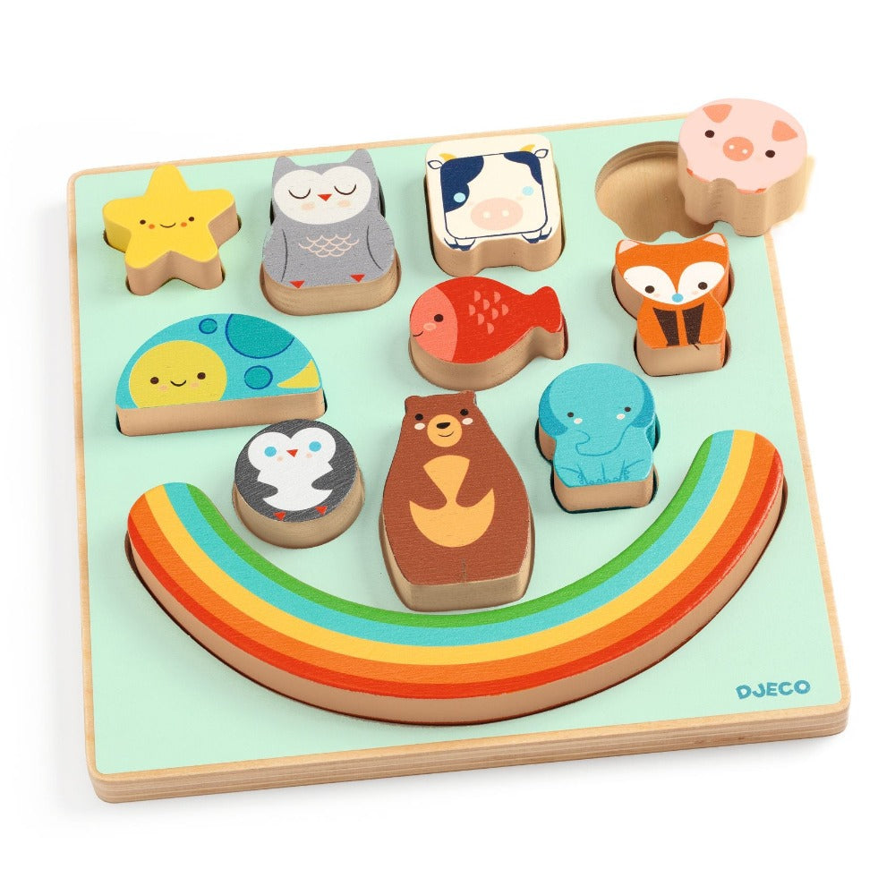 DJECO puzzel en balanceerspel Rainbow 18 mnd+