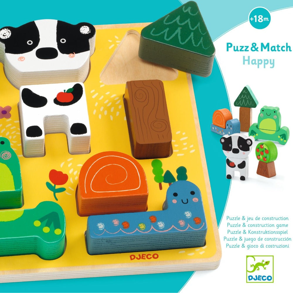 DJECO puzzel en stapelspel Happy 18 mnd+ 3070900010758