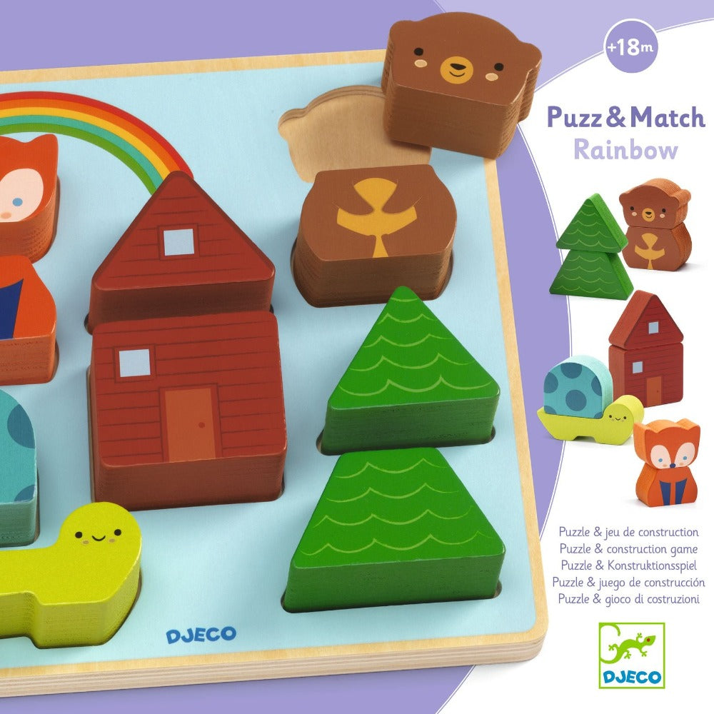 DJECO puzzel en stapelspel Rainbow 18 mnd+ 3070900010789