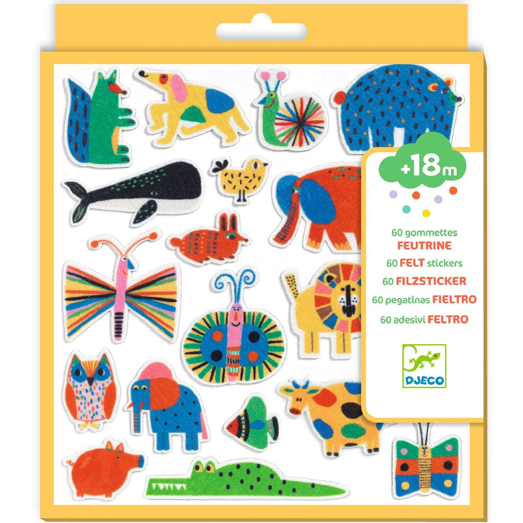 DJECO vilt stickers Overal dieren 18 mnd +