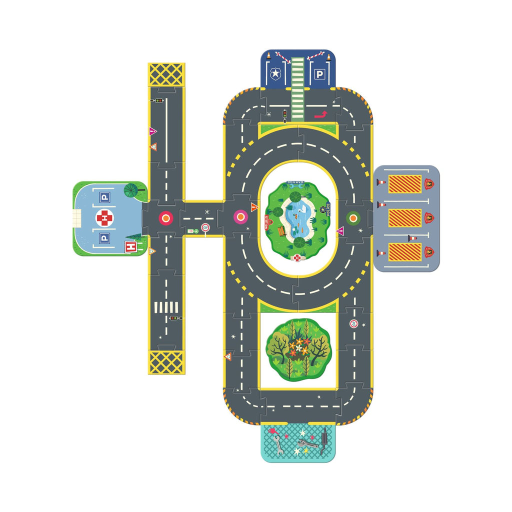 DJECO vloerpuzzel stad Crazy Motors 3 jr+ FSC papier en karton