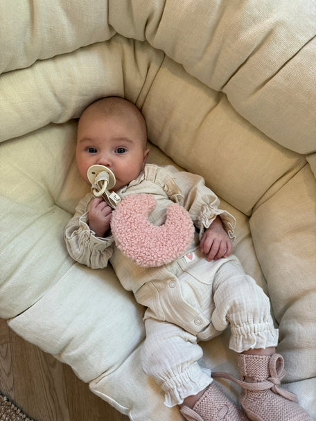 Dappermaentje speendoekje maan teddy baby pink