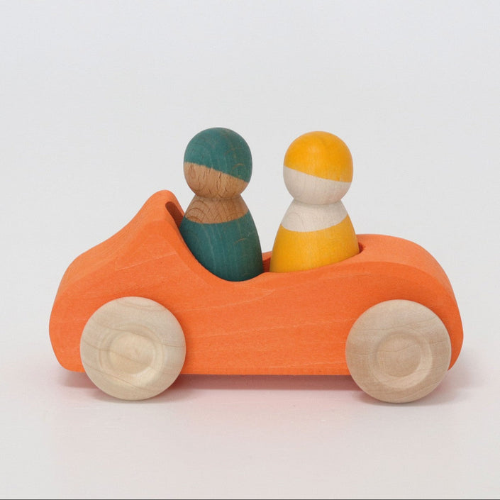 GRIMMS grote auto oranje + 2 regenboogvrienden A