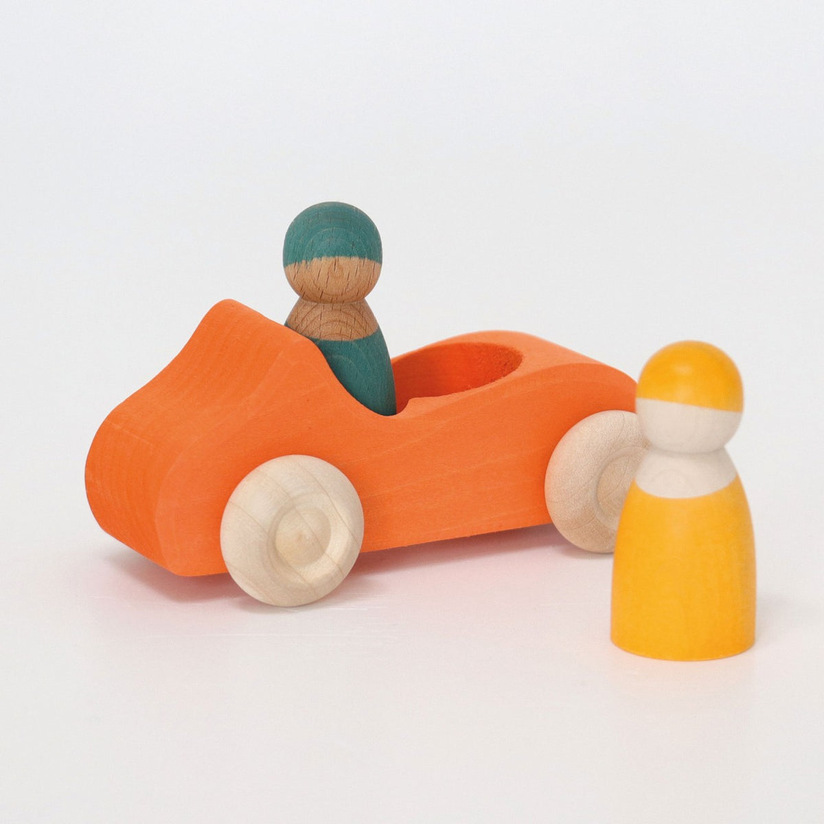 GRIMMS grote auto oranje + 2 regenboogvrienden B