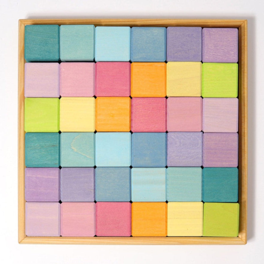GRIMMS mozaiek blokkenset regenboog pastel 1 jr+