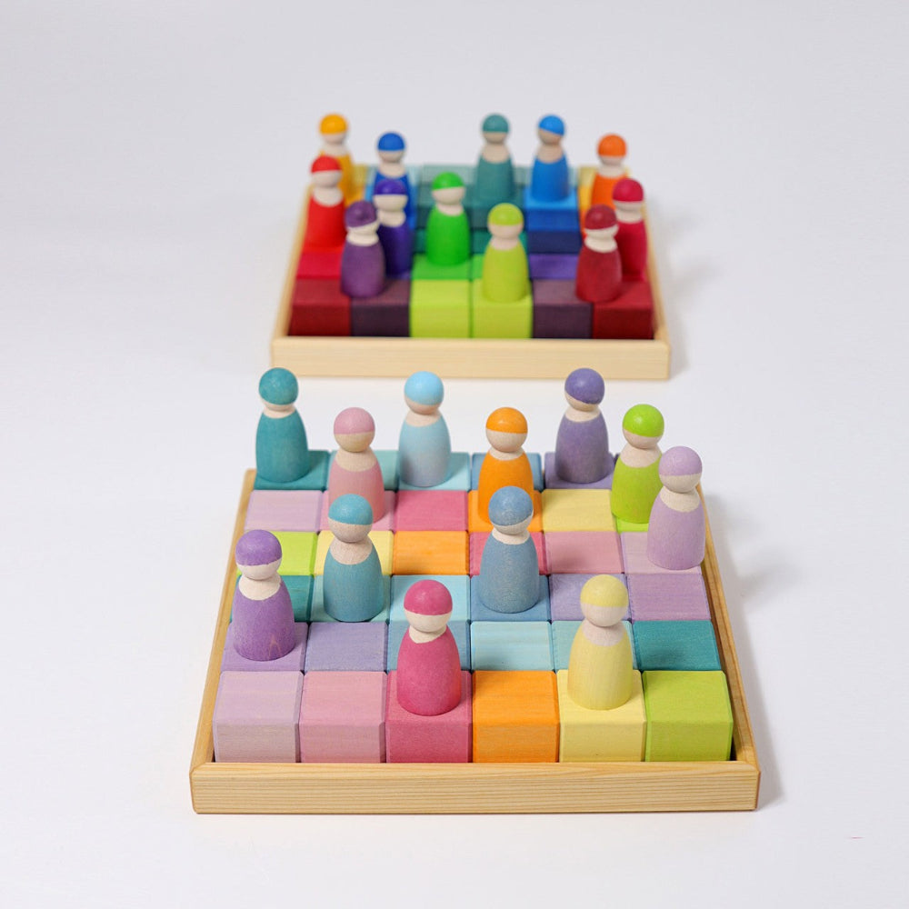 GRIMMS mozaiek blokkenset regenboog pastel 1 jr+ lindehout