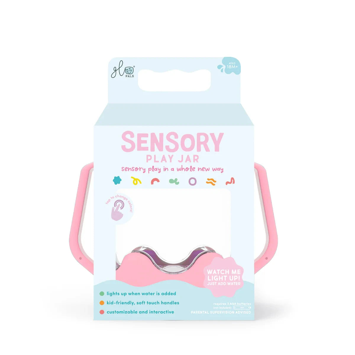 Glo Pals sensory play jar roze 18 mnd+ GPJARBUBBLEGUMa