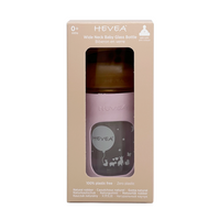 HEVEA glazen fles brede hals powder pink 150 ml 0 mnd+