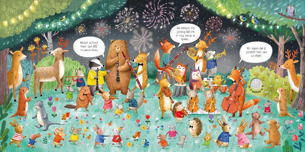 Het dierenorkest speelt Mozart - geluidenboek 2 jr+