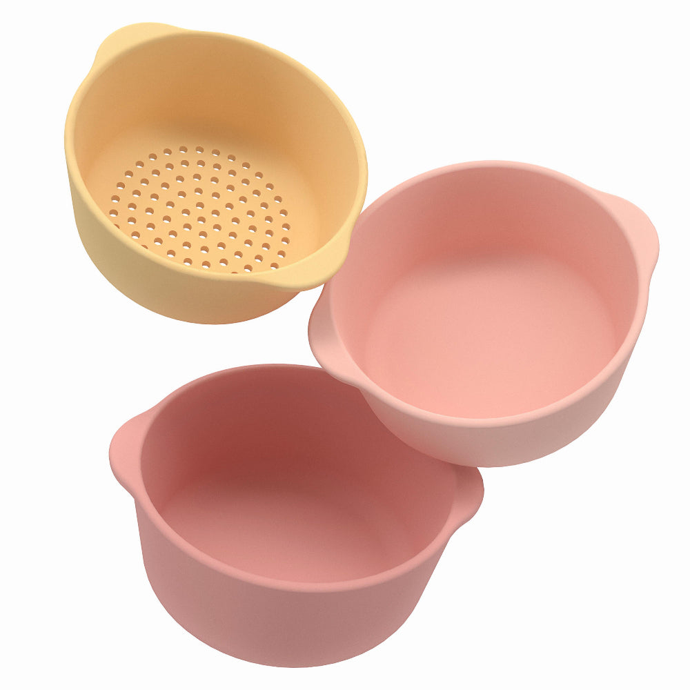 Inspire my play nesting bowl set coral yellow 6 mnd+
