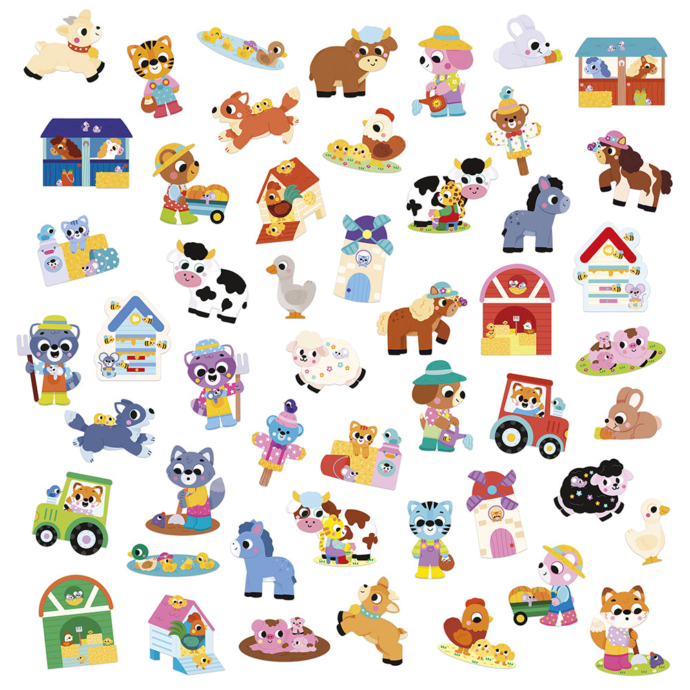 JANOD grote stickers boerderijdieren 50 stks 18 mnd+2