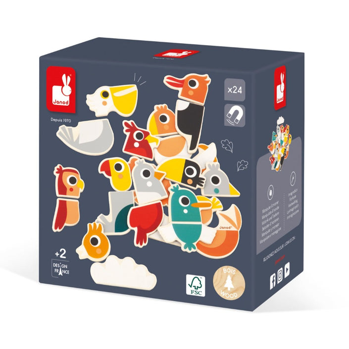 JANOD magneten mix match vogels 2 jr+ / 24 stks