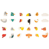 JANOD magneten mix match vogels 2 jr+ / 24 stks