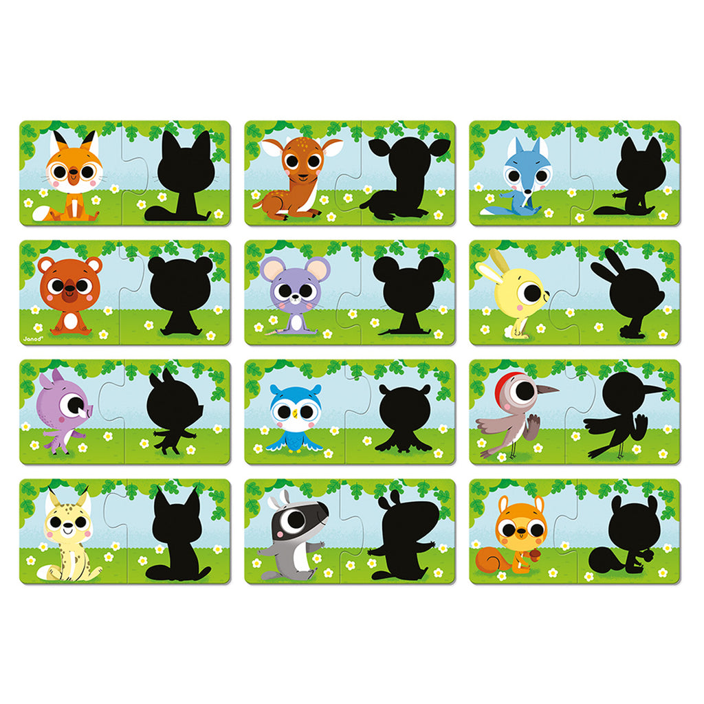 JANOD puzzel dieren en schaduw 2 jr+ / 12 x 2 stks kopen