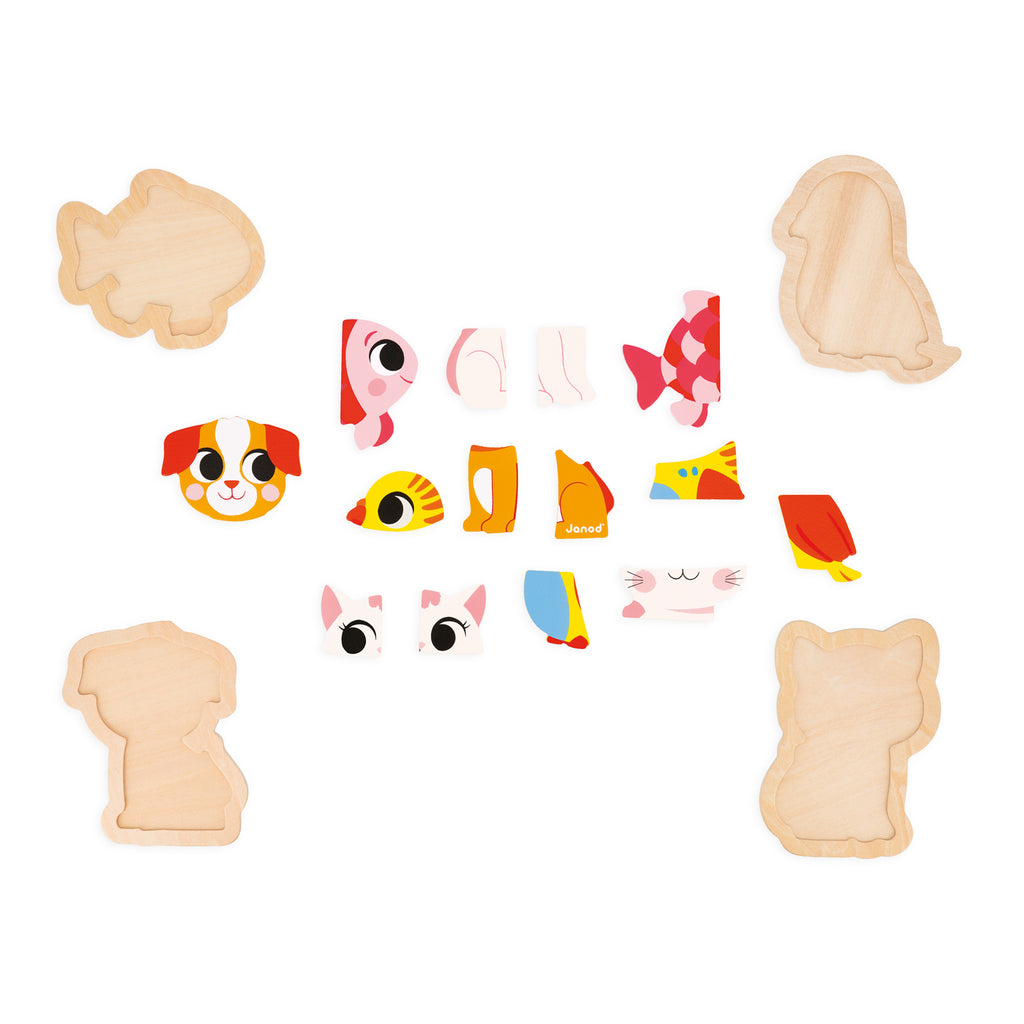 JANOD puzzel huisdieren 18 m+ / 2-3-4-5 stks