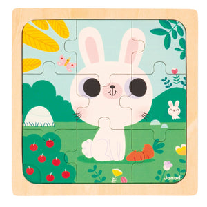 JANOD puzzel konijn 18 m+ / 9 stks