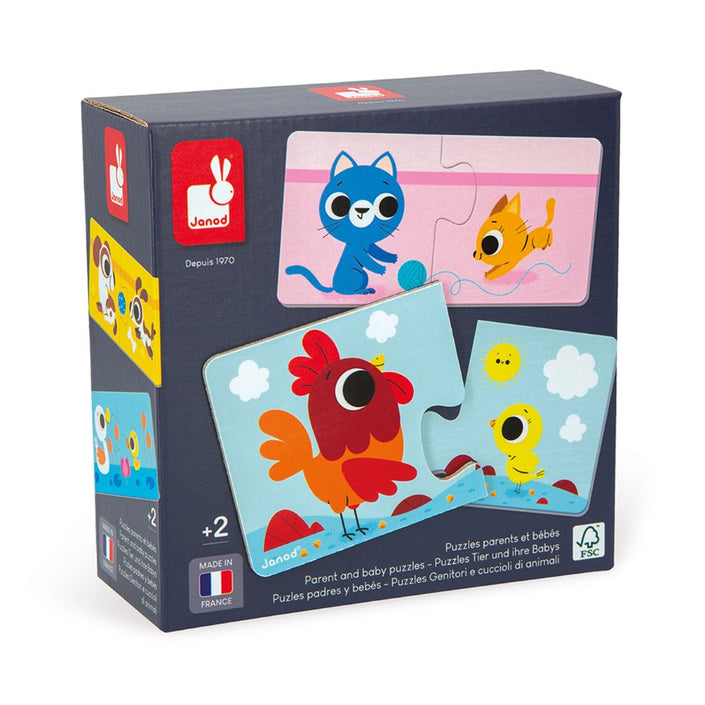 JANOD puzzel ouders en baby dieren 2 jr+ / 12 x 2 stks
