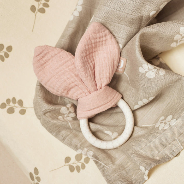 Jollein siliconen bijtring bunny ears roze