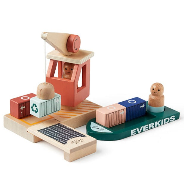 Kids Concept containerschip + dok Aiden 2 jr+ plywood + berkenhout + MDF