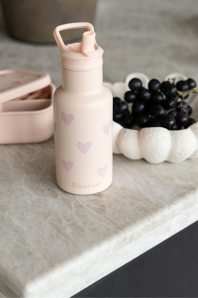 Kidzroom drinkfles pink hearts Stainless steel