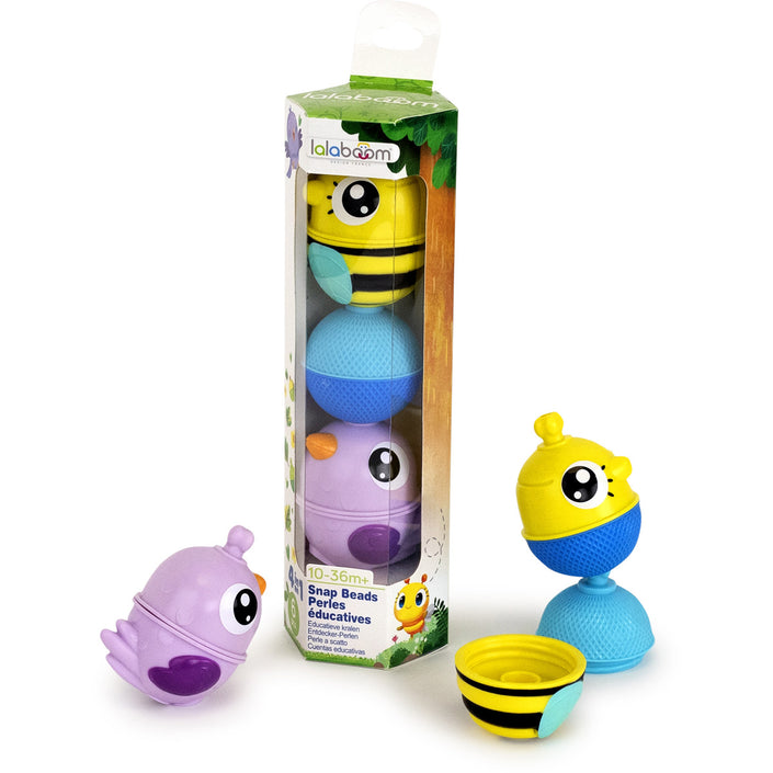 Lalaboom educatieve kralen bij + vogel paars 6 stks 10 mnd+